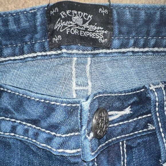 Express Blue Flare Wide Leg Jeans - Picture 2 of 6